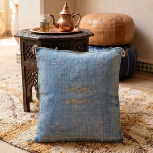 Blue Sabra Pillow 52×40 cm – handmade in Morocco