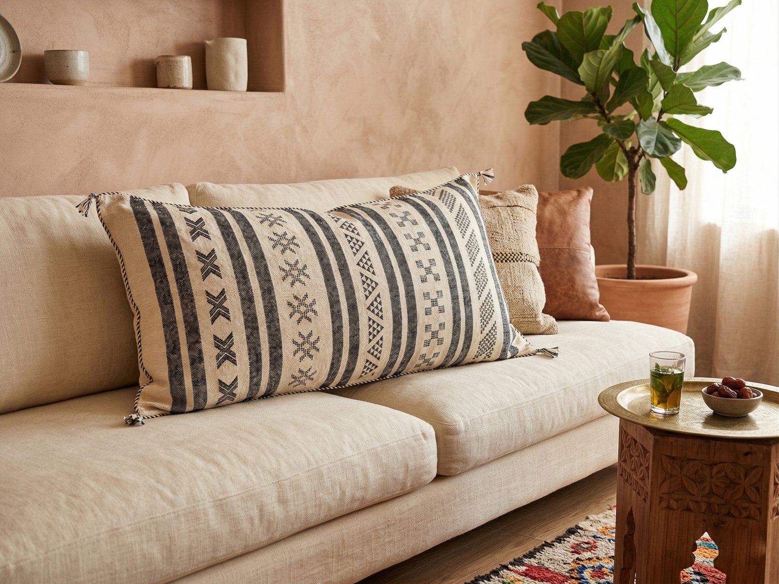Long Ivory Cactus Silk Pillow 90×50 cm – view 6