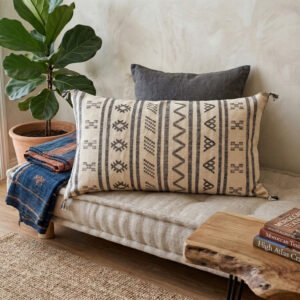 Long Ivory Sabra Cushion 90×50 cm – handmade in Morocco