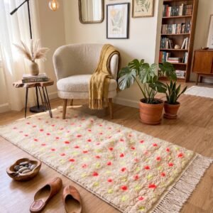 Dotted Beni Ourain Rug 145×77 cm – handmade Moroccan wool rug