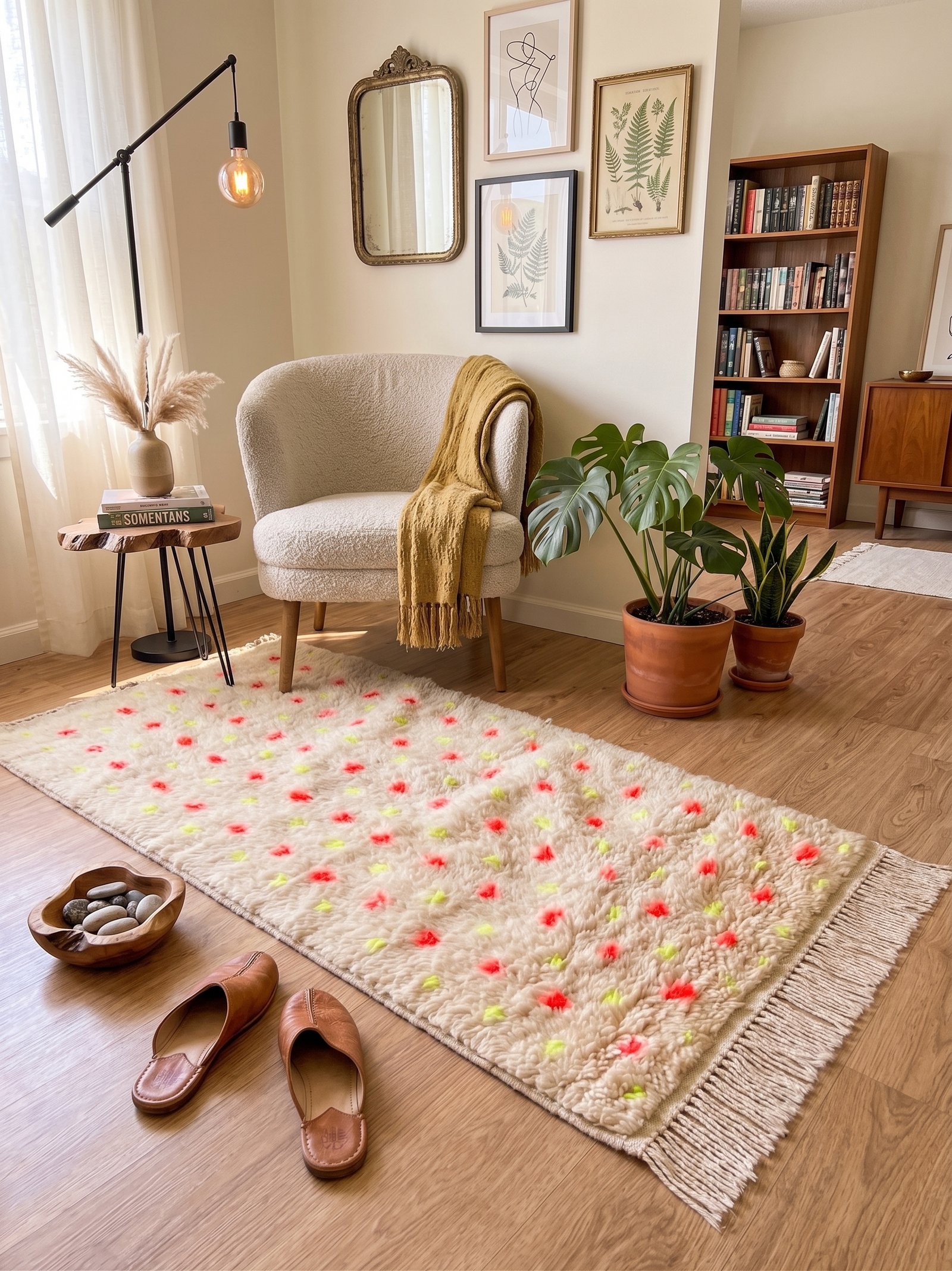 Dotted Beni Ourain Rug 145×77 cm – handmade Moroccan wool rug