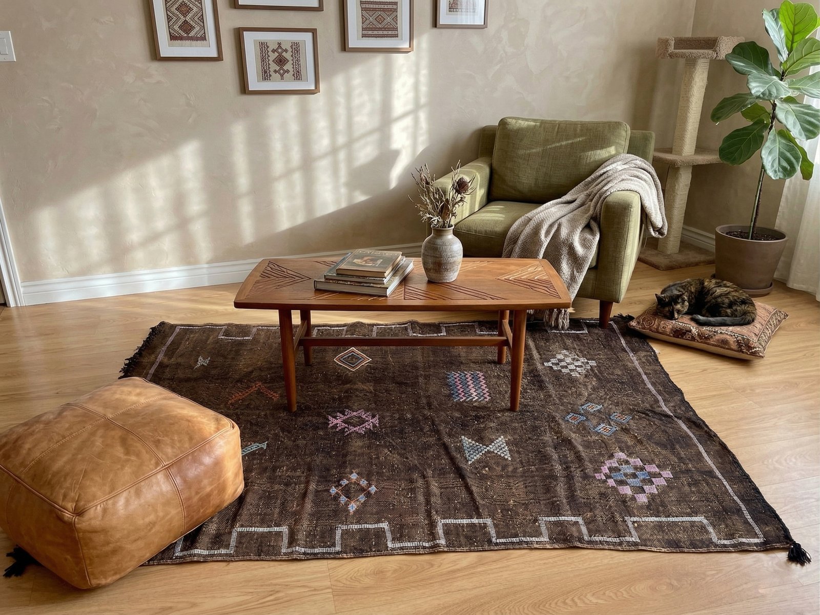 Brown Cactus Silk Rug 137×93 cm – view 5