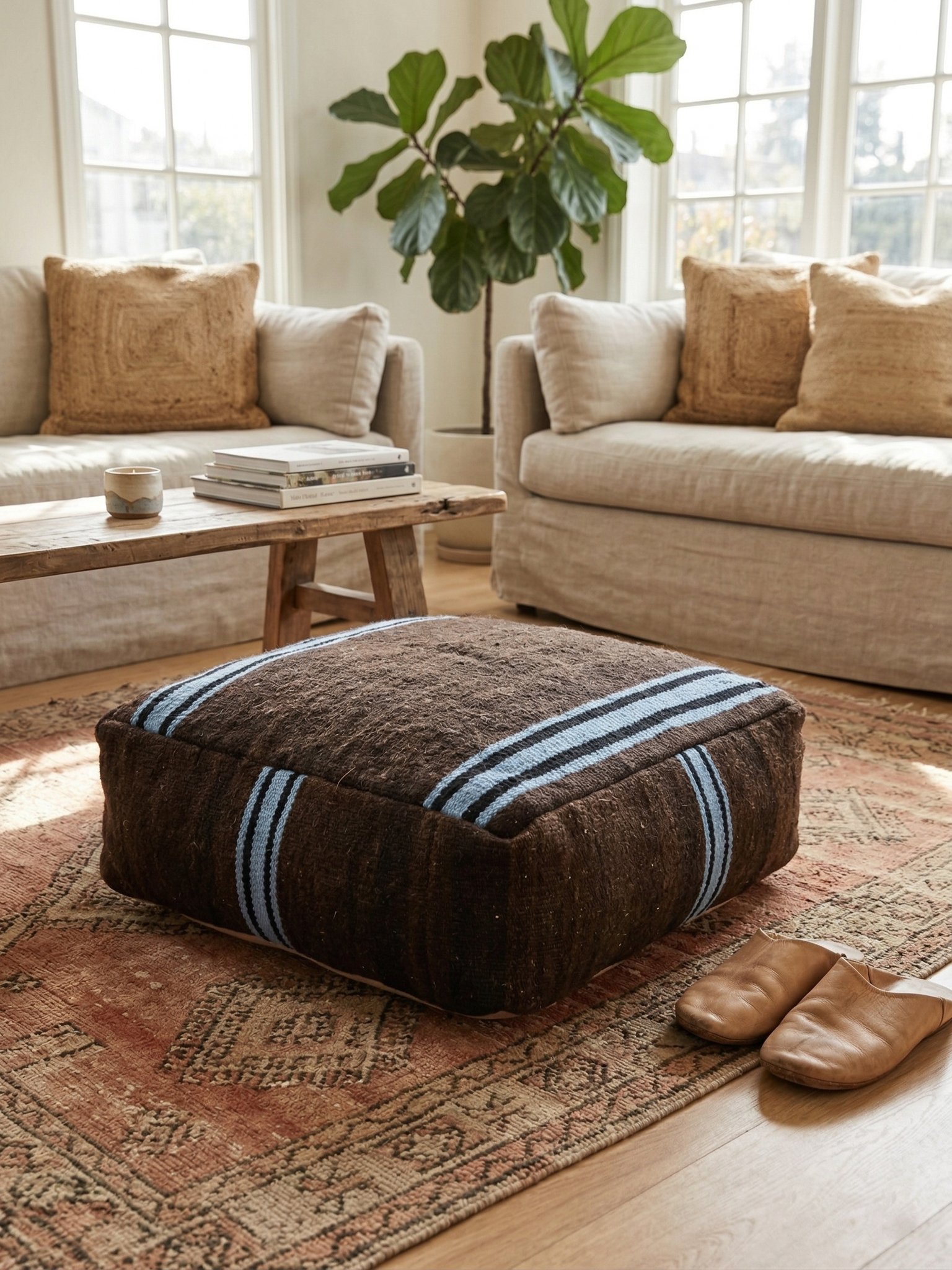 wool moroccan poof