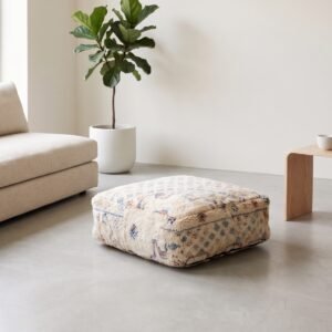 Beni Ourain Pouf 50×50×30 cm – handmade in Morocco