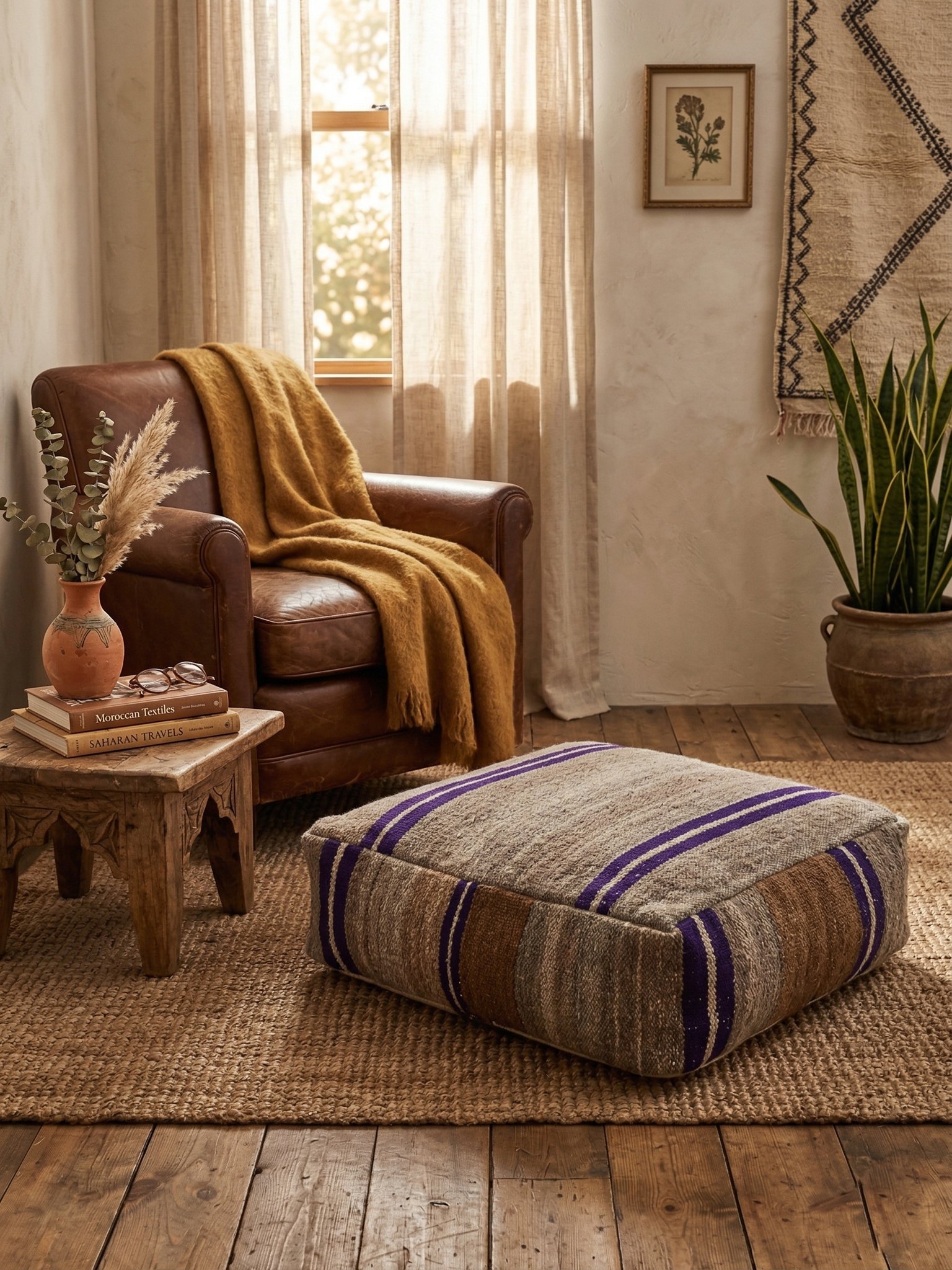 wool moroccan poof
