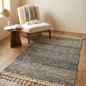 Black and Cream Kilim Rug 170×100 cm – handmade in Morocco