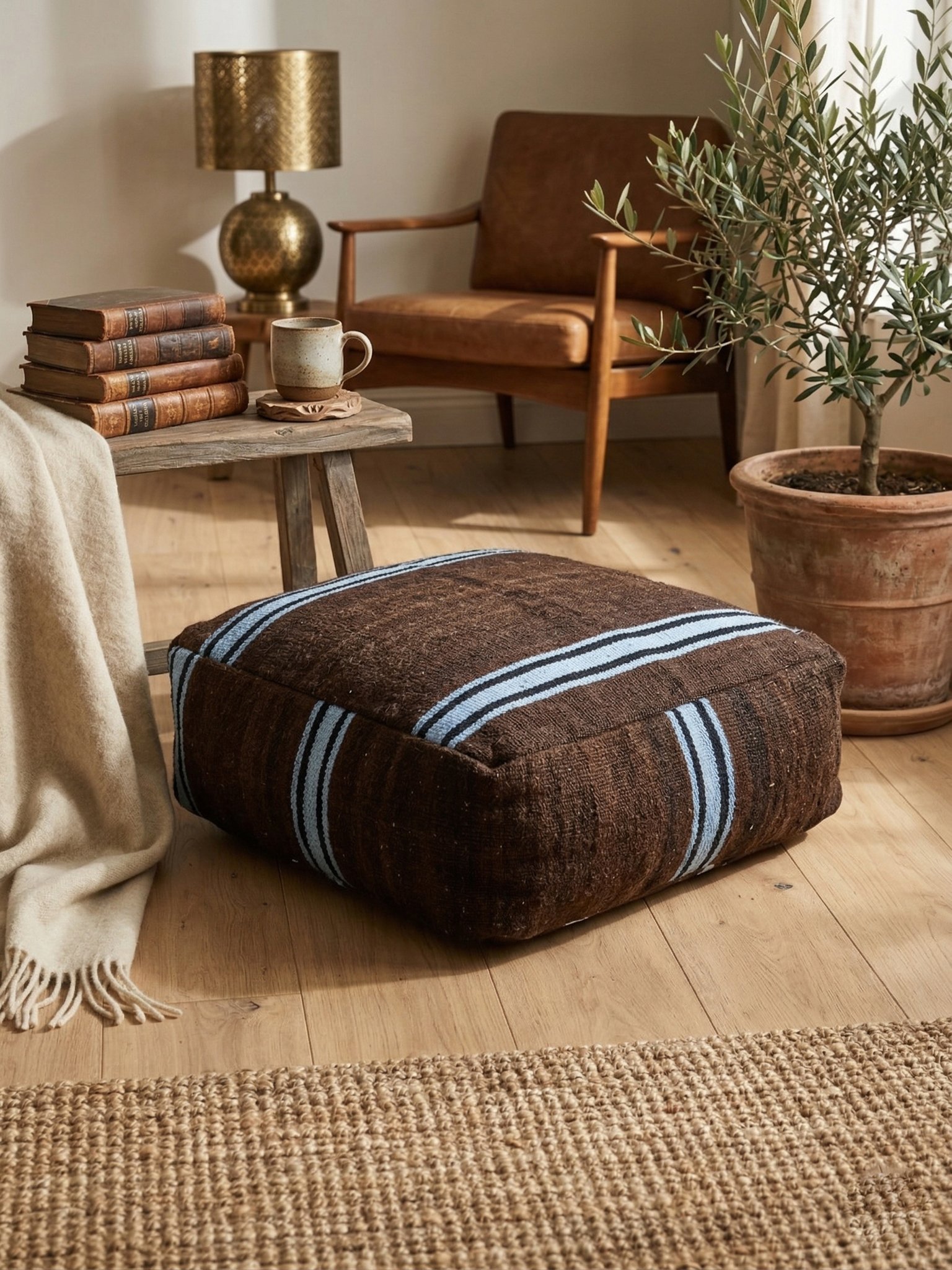 wool moroccan poof
