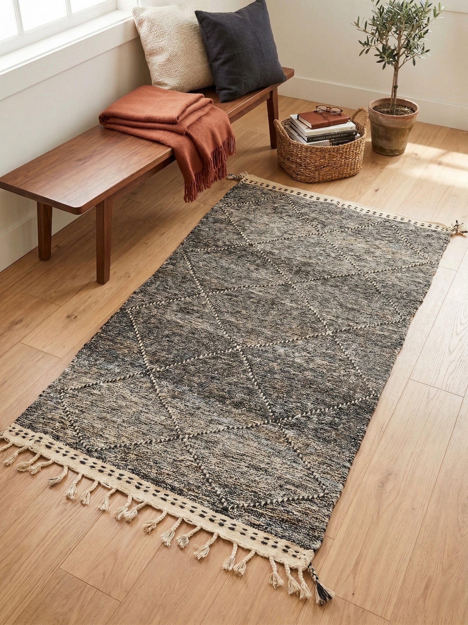 Black and Cream Kilim Rug 170×100 cm – view 6