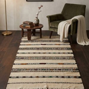 Cream Moroccan Kilim 150×78 cm – handmade in Morocco