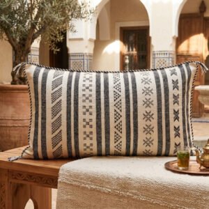Long Ivory Cactus Silk Pillow 90×50 cm – handmade in Morocco