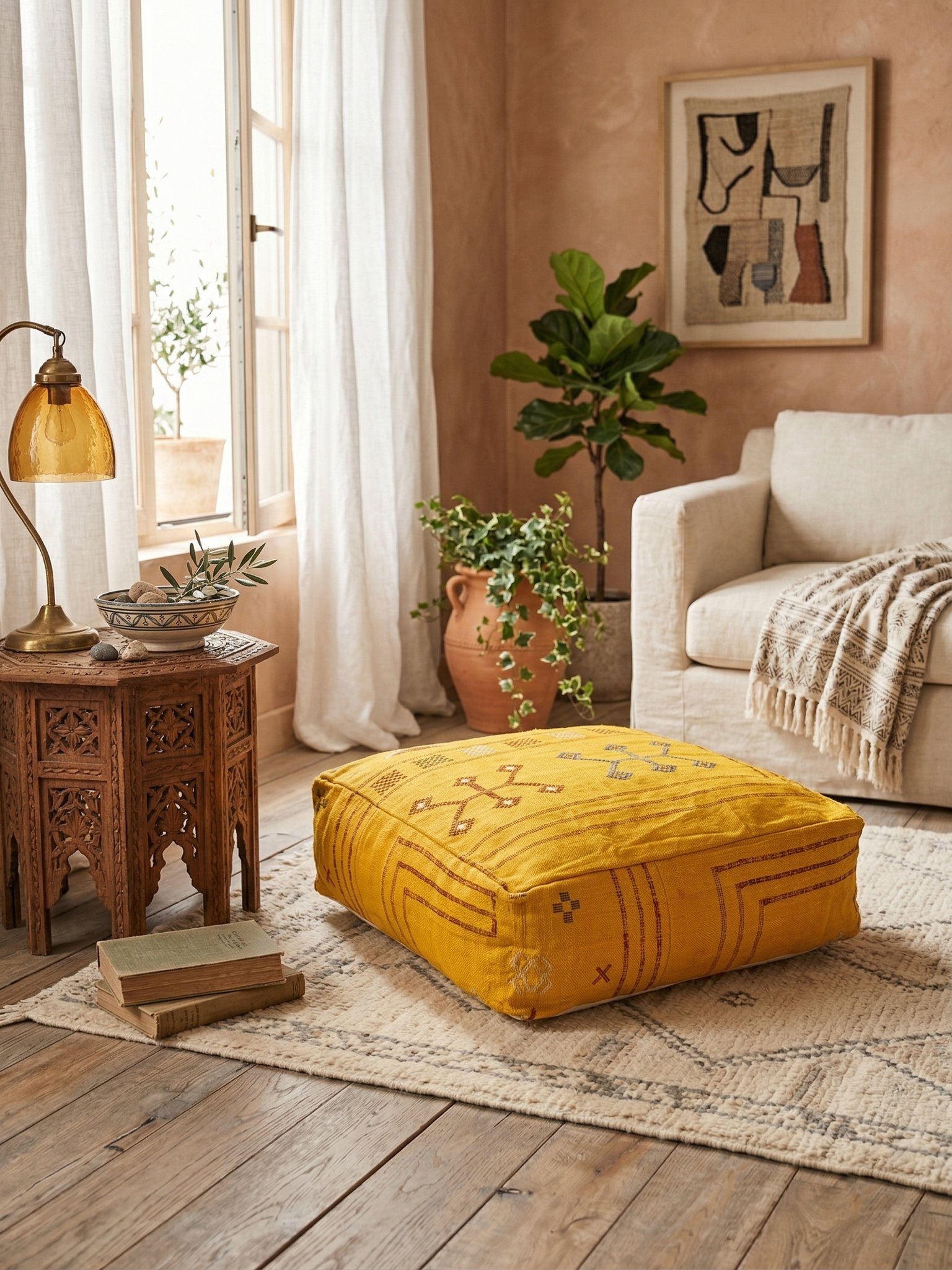 Yellow sabra pouf
