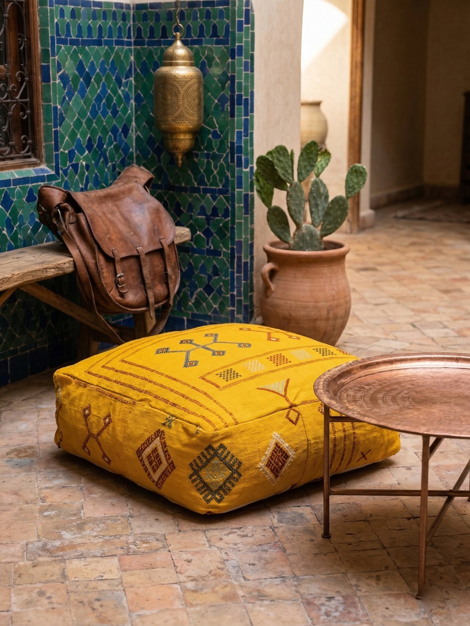 Yellow sabra pouf