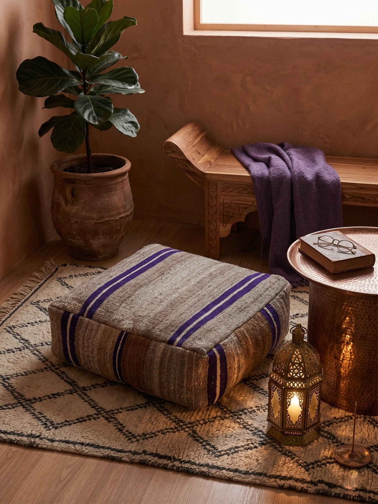 wool moroccan poof