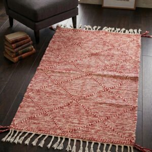 Red and Cream Zanafi Rug 160×90 cm – handmade in Morocco