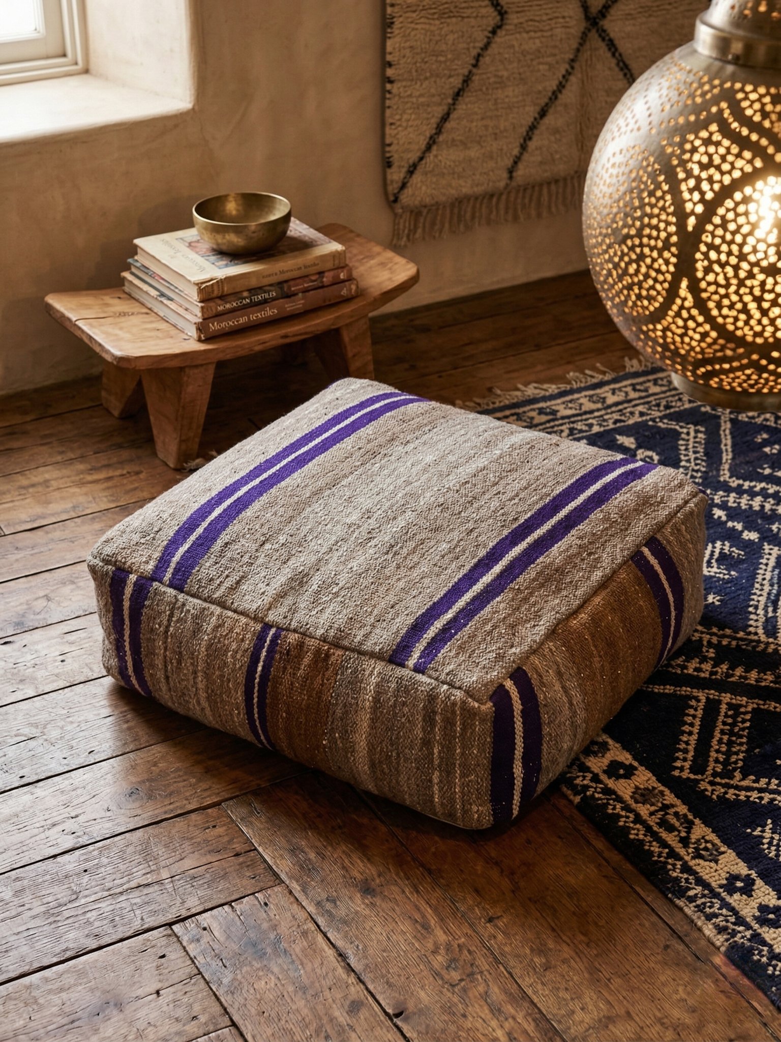 wool moroccan poof