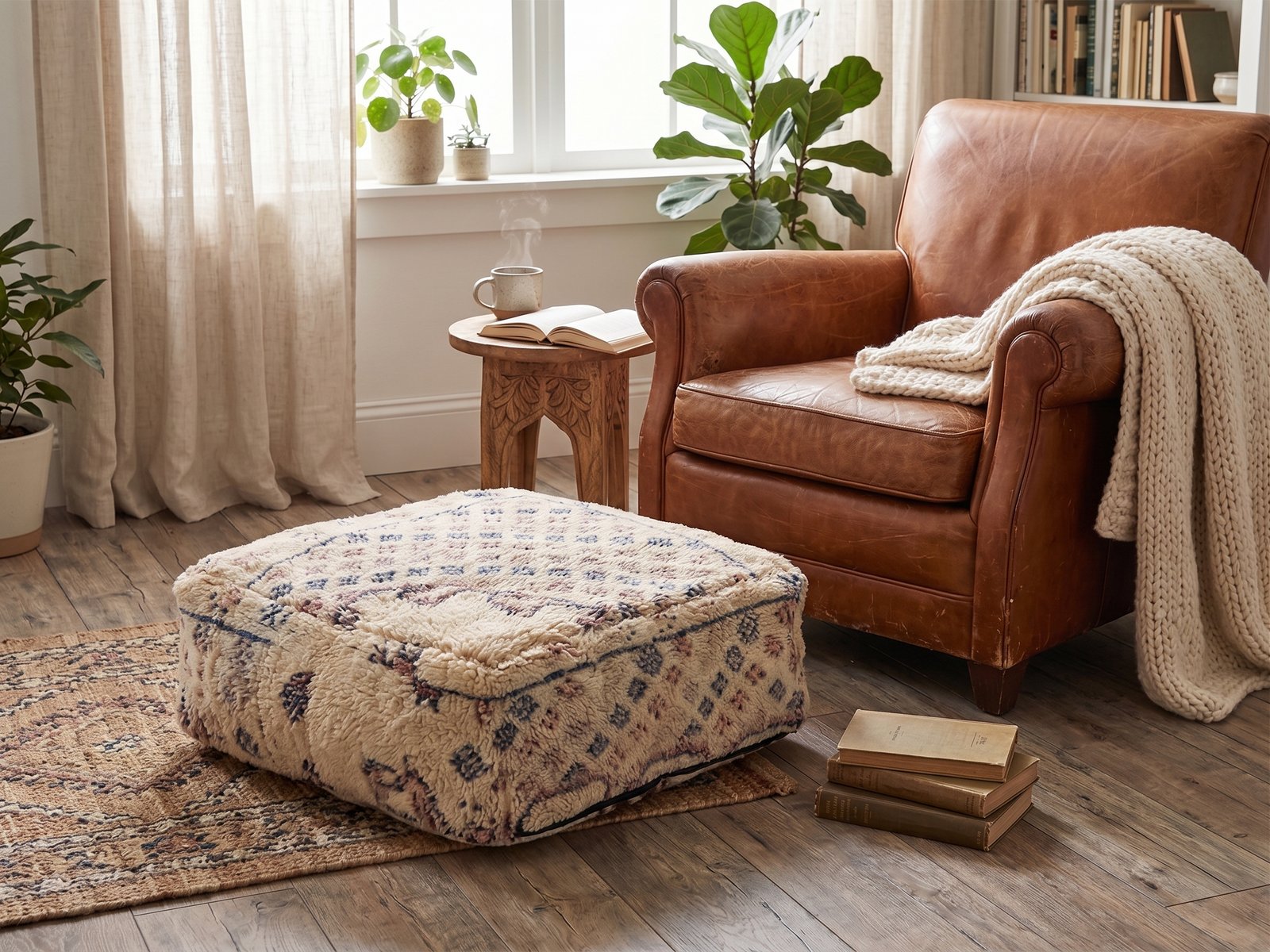 Beni Ourain Pouf 50×50×30 cm – view 3