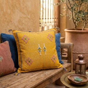 Yellow Sabra Cushion 50×45 cm – handmade in Morocco
