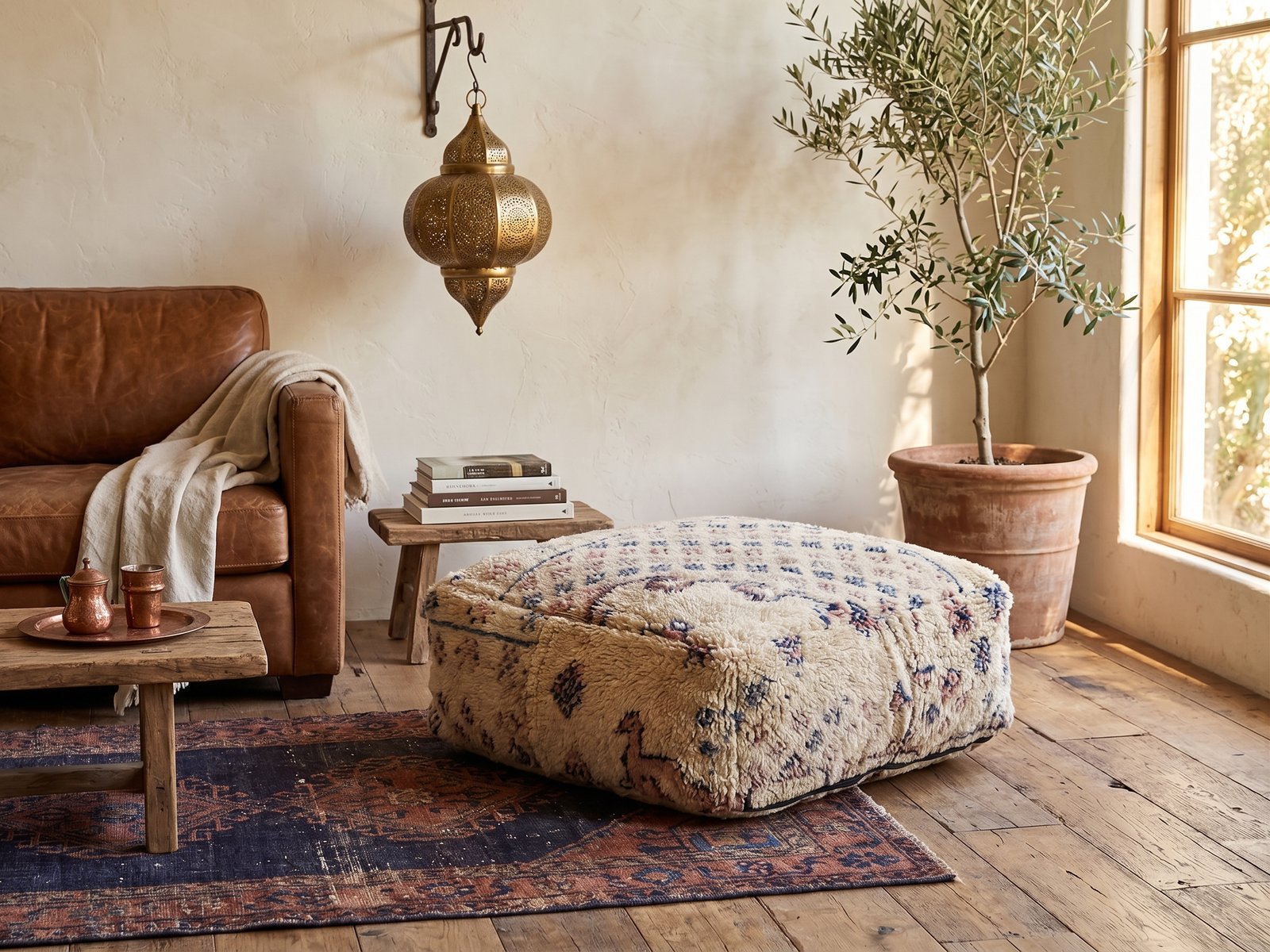 Beni Ourain Pouf 50×50×30 cm – view 2