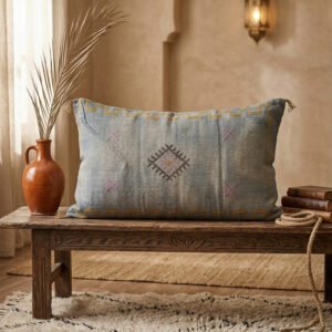 Large Grey Sabra Cushion 90×50 cm – handmade in Morocco
