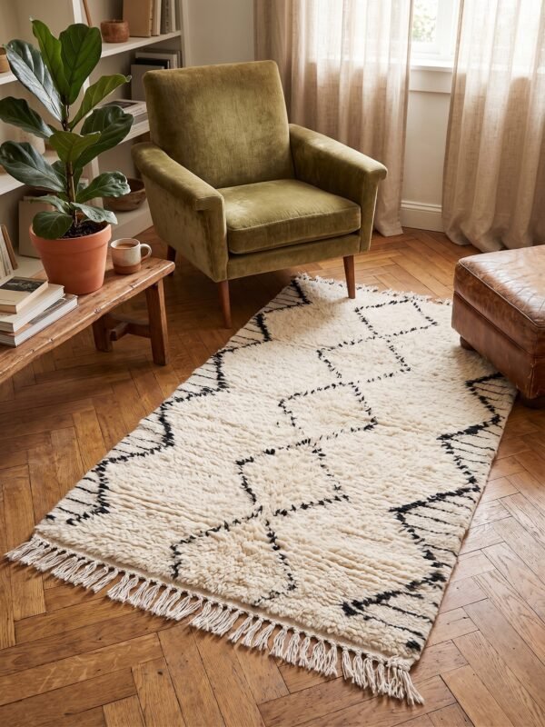Small Beni Ourain Rug 115×75 cm – handmade Moroccan wool rug