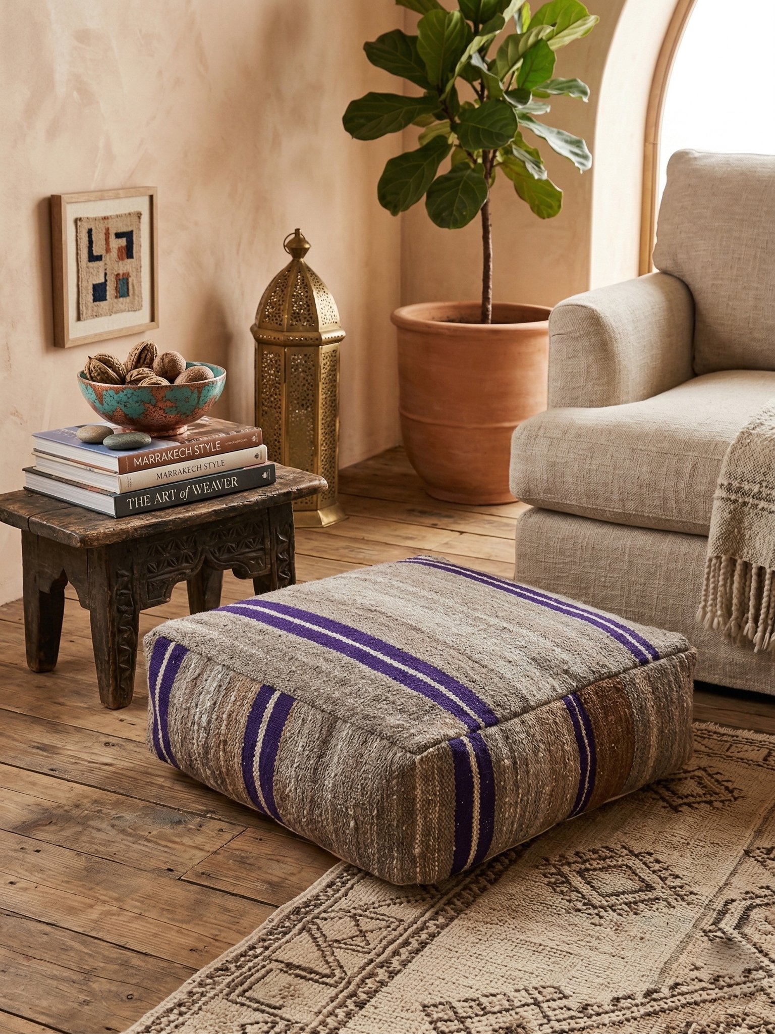 wool moroccan poof