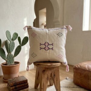 Ivory White Sabra Cushion 45×45 cm – handmade in Morocco