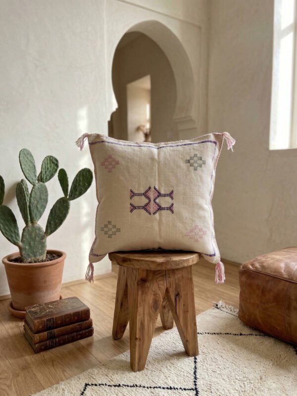 Ivory White Sabra Cushion 45×45 cm – handmade in Morocco