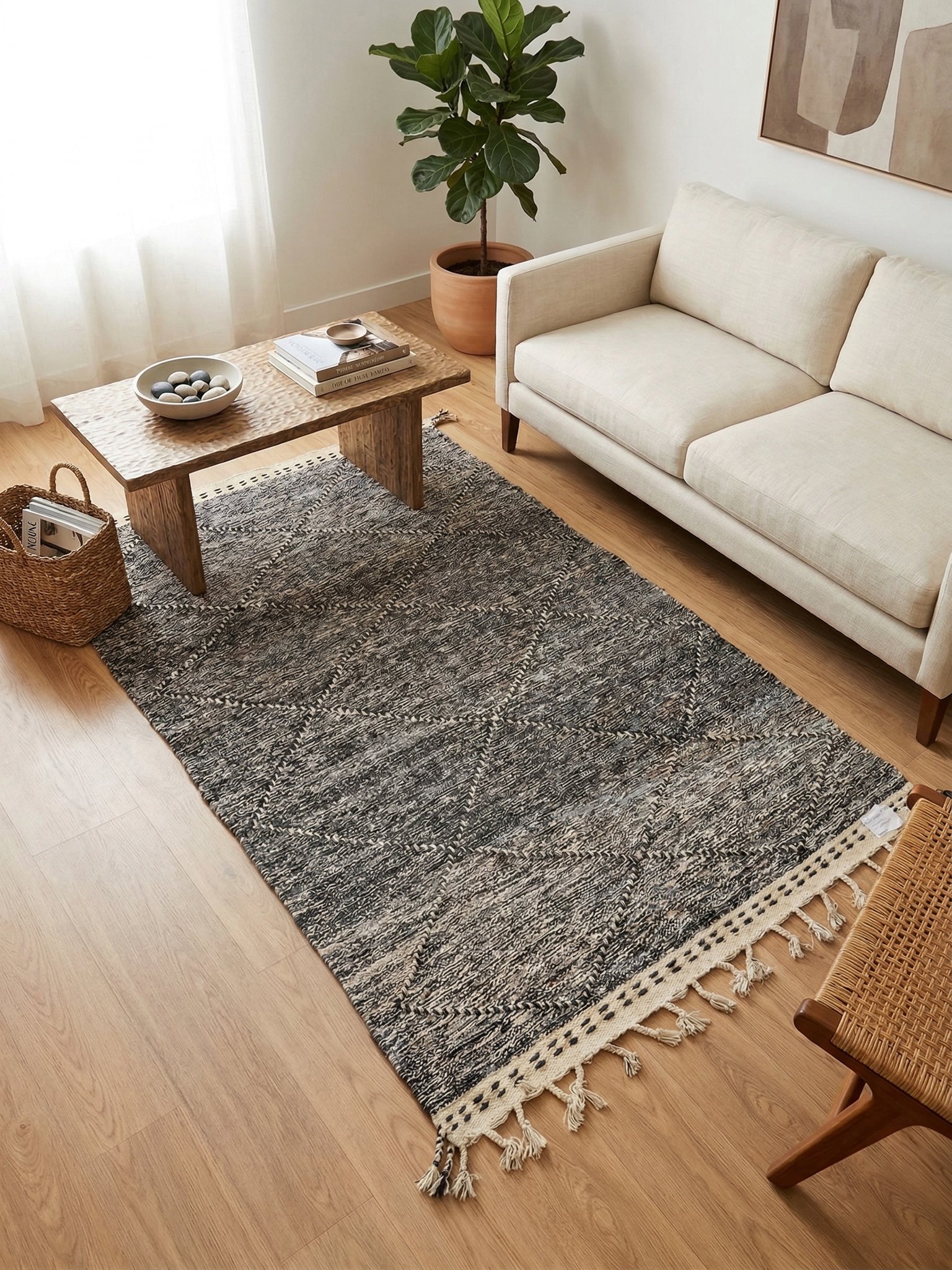 Black and Cream Kilim Rug 170×100 cm – view 3