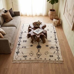 Cream Beni Ourain Rug 210×150 cm – handmade Moroccan wool rug