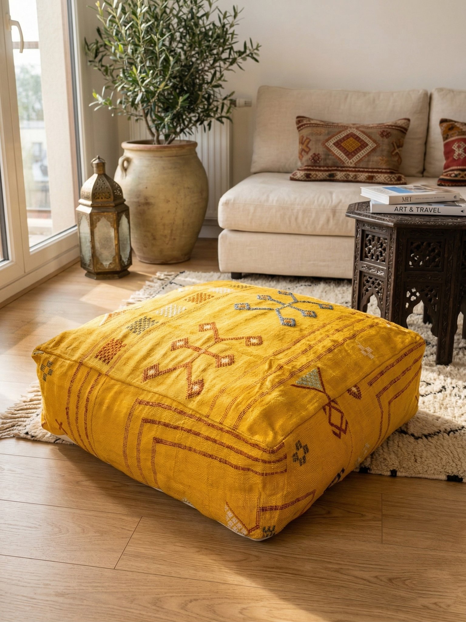 Yellow sabra pouf