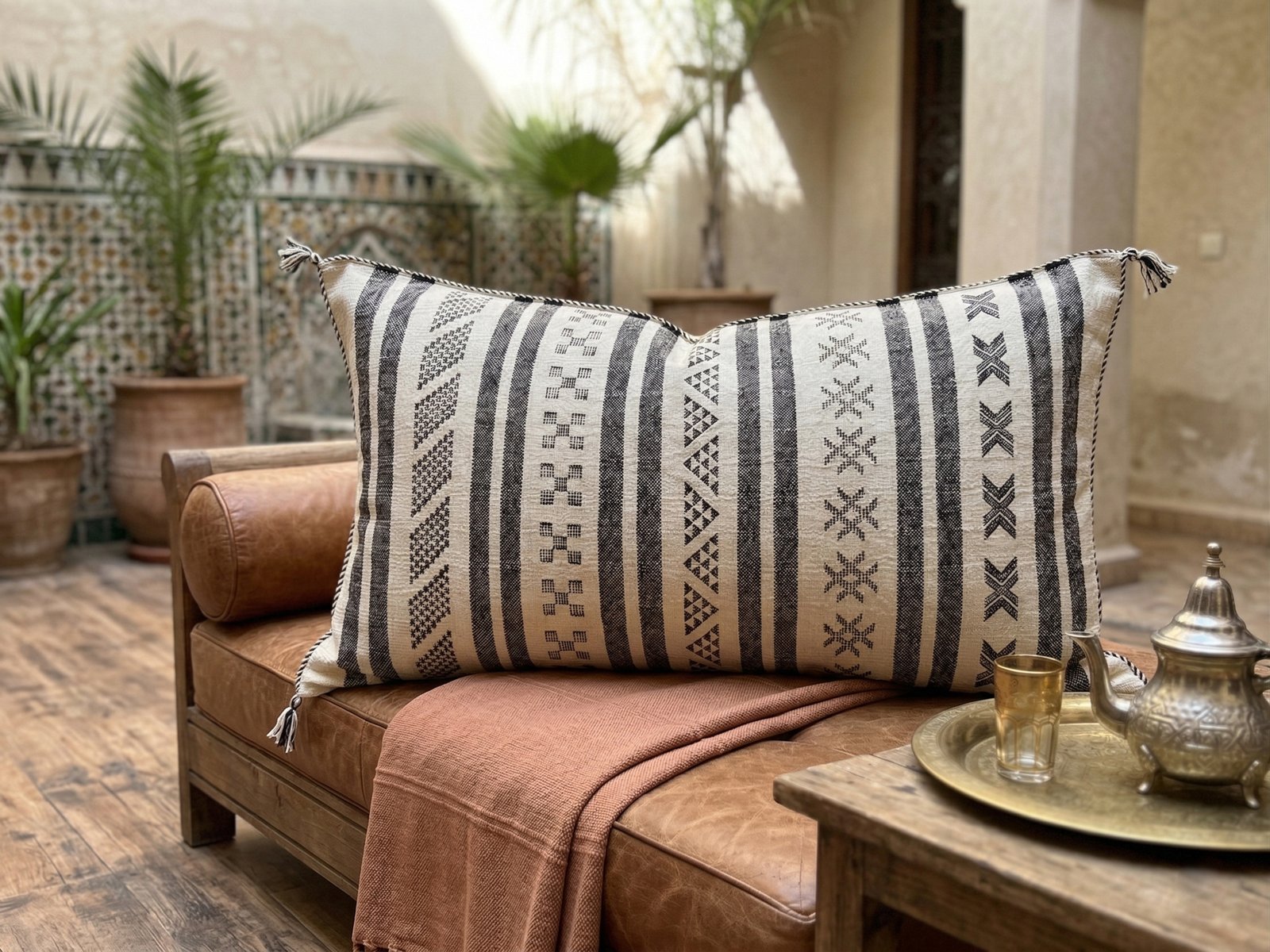 Long Ivory Cactus Silk Pillow 90×50 cm – view 4