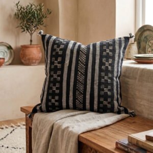 Black Sabra Pillow 52×45 cm – handmade in Morocco