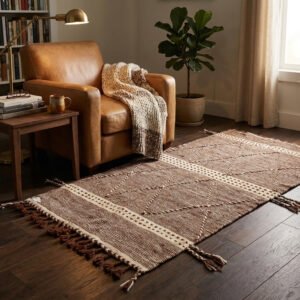 Burgundy Zanafi Rug 200×110 cm – handmade in Morocco