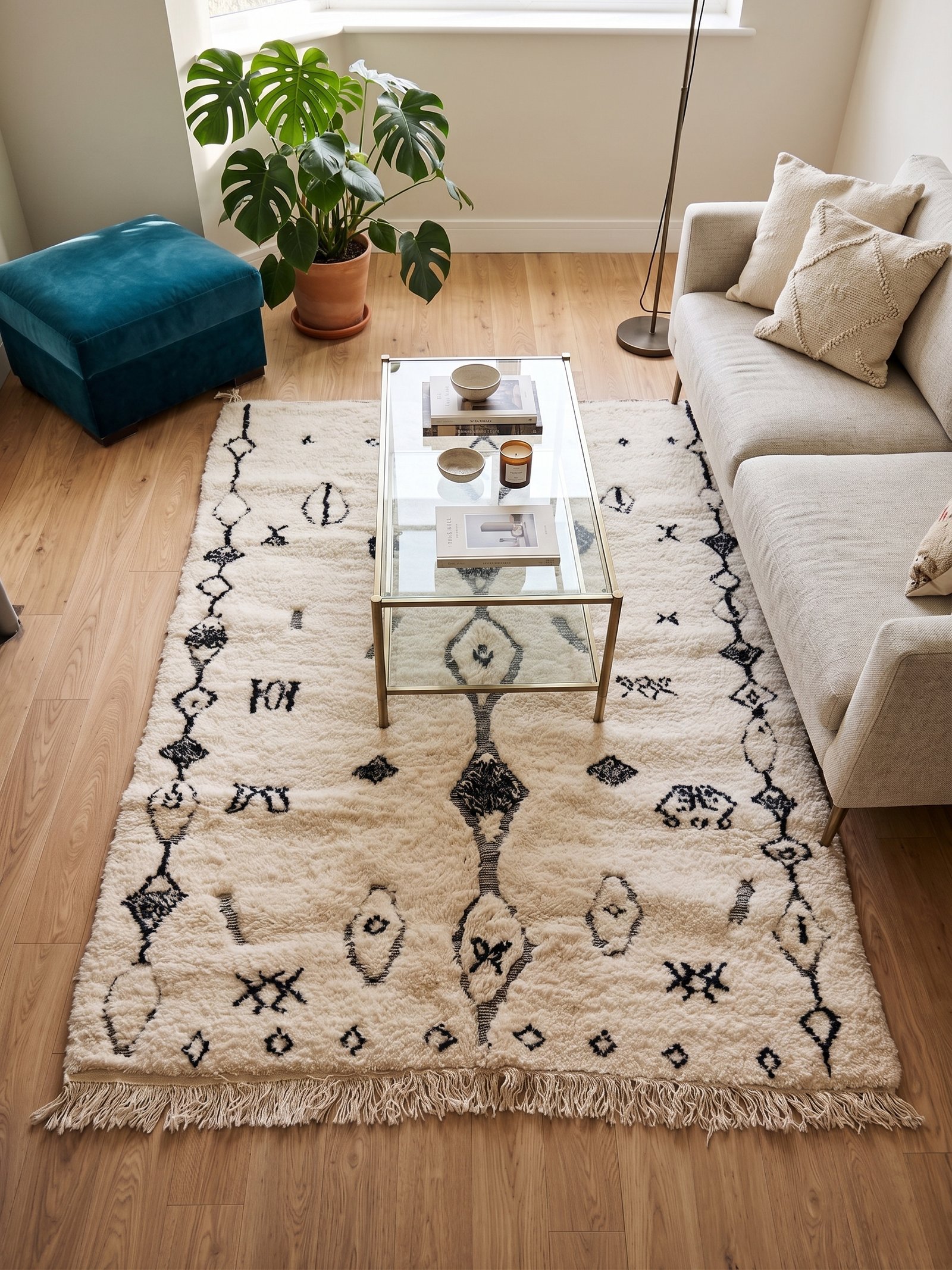 Cream Beni Ourain Rug 210×150 cm – view 2