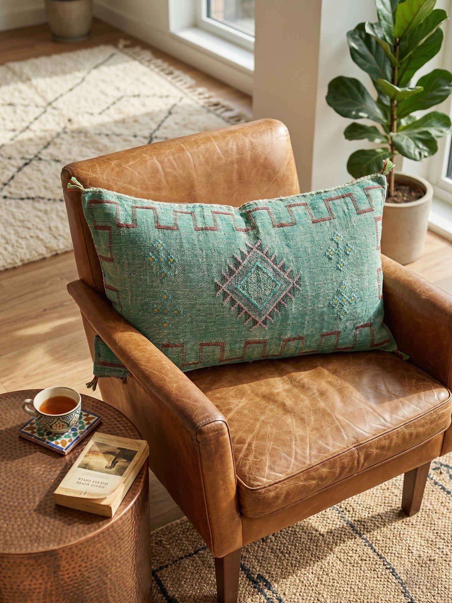 Green Cactus Silk Cushion 90×50 cm – view 3