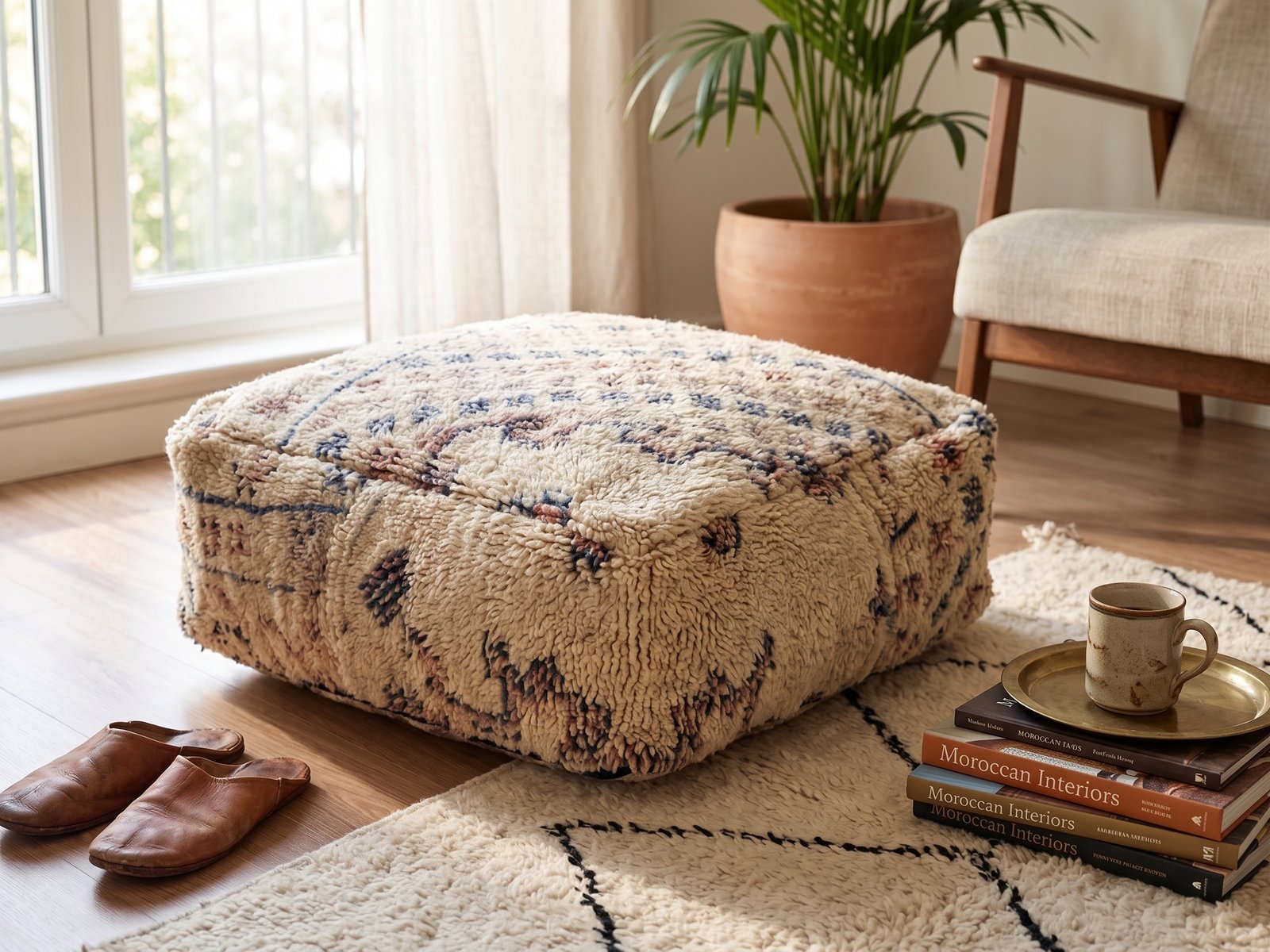 Beni Ourain Pouf 50×50×30 cm – view 5