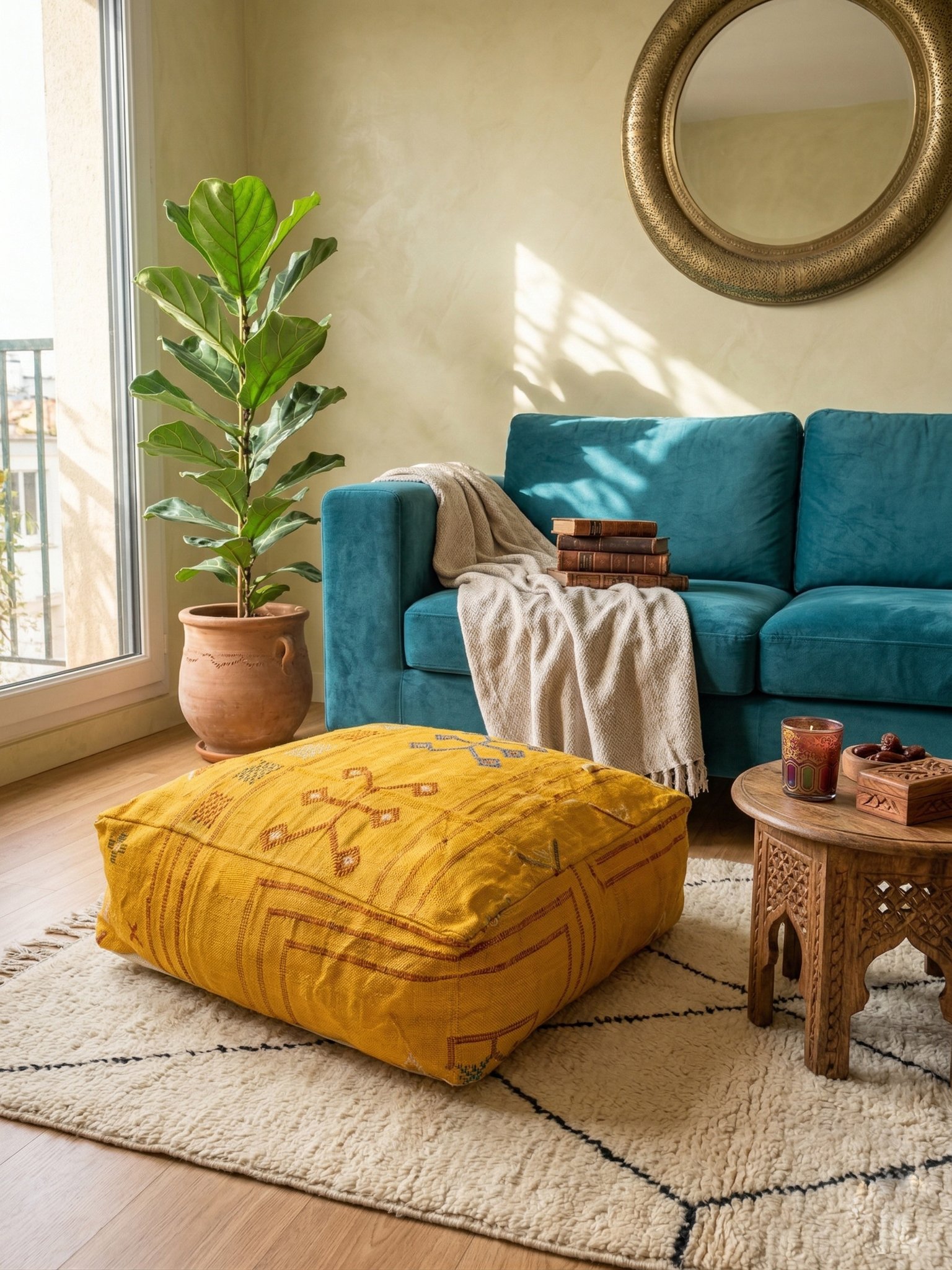 Yellow sabra pouf