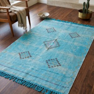 Sky Blue Sabra Rug 147×95 cm – handmade in Morocco