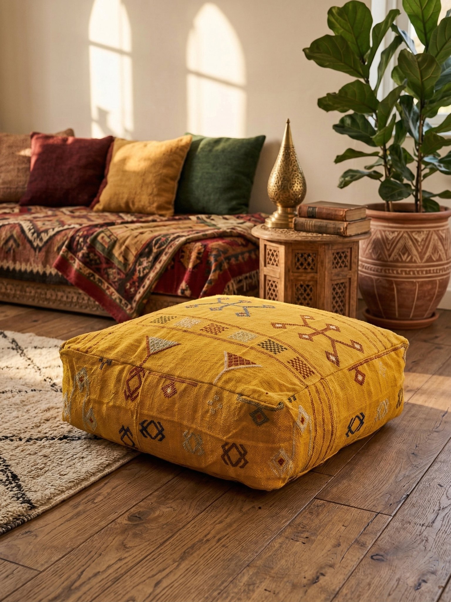Yellow sabra pouf